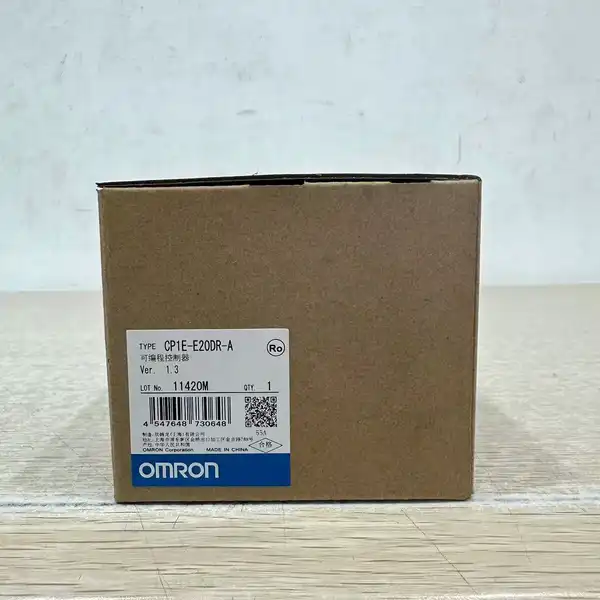 Omron CP1E-E20DR-A Compact PLC 20 I/O Relay Output AC Power — front view