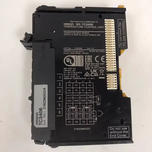 Omron NX-TC3406 Temperature Control Unit 6-Channel for NX Series — front view